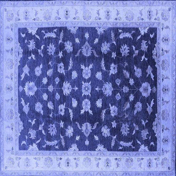 Ahgly Company Machine Washable Indoor Square Oriental Blue Traditional Area Rugs, 4' Square