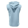 thumbnail image 3 of ZCFZJW Mens Lightweight Thin Hoodie Tank Tops Trendy Solid Color Casual Summer Sleeveless Cross Bandage V Neck Hooded Pullover T-Shirts with Pockets Light Blue XL, 3 of 7