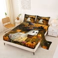 thumbnail image 2 of Manfei Halloween Ghosts Bed Sheets,Fall Pumpkins Full Size Sheets,Black,4-Piece,1 Flat Sheet, 1 Fitted Sheet and 2 Pillowcases, 2 of 6
