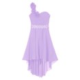 thumbnail image 3 of Manyakai Girls One Shoulder Chiffon Wedding Bridesmaid High Low Dress Pageant Prom Ball Gown Lavender 6, 3 of 5