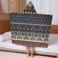 thumbnail image 5 of Boho Blue Elaborate Ethnic Pattern Hooded Bath Towel，50"x30" for Ages 3 To 12 Kids, Quick Dry Lightweight Soft Microfiber Hood Beach Towel Cover Up for Kids, 5 of 7