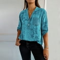 thumbnail image 3 of QIPOPIQ Blouse Décontractée en Mousseline pour Femme à Col en V à Manches 3/4 Hauts Liquidation, 3 of 7