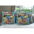 thumbnail image 6 of Ambesonne Indie Throw Pillow Cover 4 Pack, Various Monsters Universe, 24", Multicolor, 6 of 7