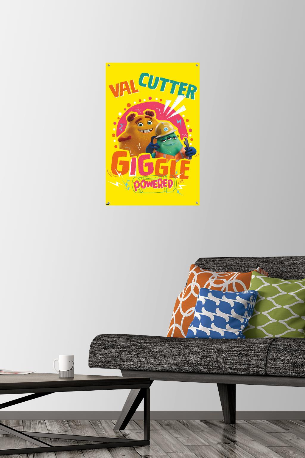 Disney Monsters at Work - Giggle Wall Poster with Pushpins, 14.725" x 22.375"
