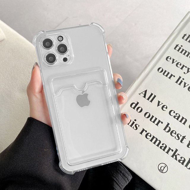 Funda transparente con ranura para tarjetas para iPhone 11 12 13 14 Mini Pro XS Max X XR SE 7 8 14 Plus Tan Jianjun unisex