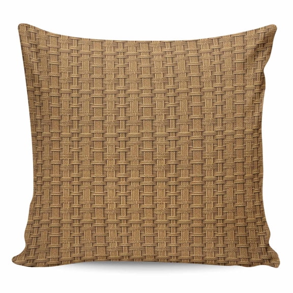 Vintage Rattan Pillow Covers 24x24 Inch Decorative Throw Pillow Cover, Minimalist Abstract Wicker Texture Brown Sofa Pillowcases Accent Cushion Case Home Decor Bedroom Living Room
