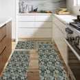 thumbnail image 6 of William Morris Vintage Floral Kitchen Rugs Sets of 3,Boho Non Slip Rubber Kitchen Mats for Floor Farmhouse Washable Kitchen Area Rugs Floor Carpet Runners for Hallway Laundry Room,Dark Green, 6 of 6