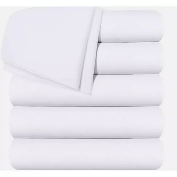 Textile Topia- 6 Pack Twin Size Flat Sheets – 66 x 104 Inches, T180 Cotton-Blend, Soft & Durable, Machine Washable