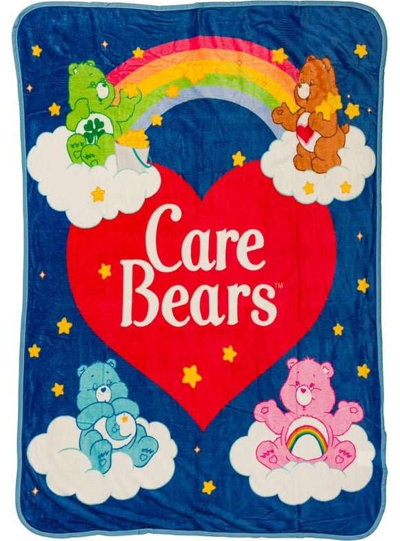 Silver Buffalo Care Bears Fours Bears And Heart Logo 45" x 60" Fleece Throw