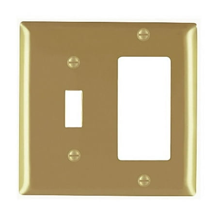 Double Gfci Solid Brass - P&S 2-Gang Toggle Switch GFCI Brass Decorator Wallplate Cover Commercial SB126