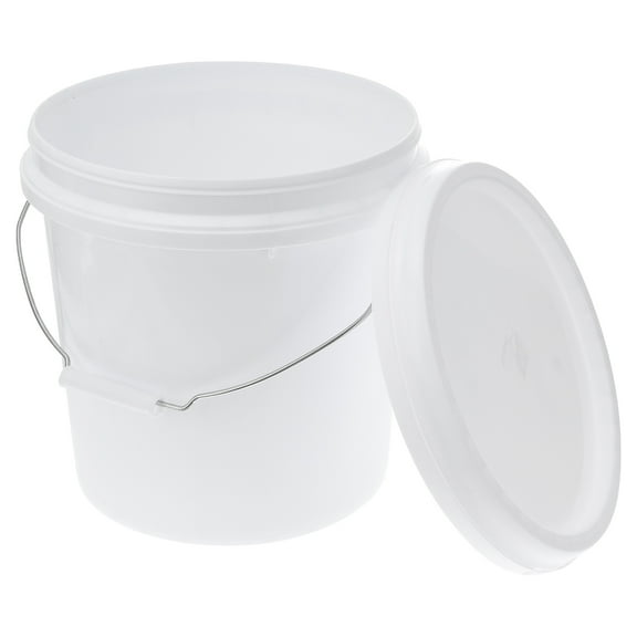 Omeite Plastic bucket, round bucket, small bucket, household thickened sealed bucket with lid (10L - white pressure cap)