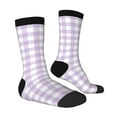 thumbnail image 3 of Uemuo Purple Checkboard Pattern Women's Crew Socks, Soft Durable Breathable Moisture-Wicking with Odor Control Cotton socks, 3 of 9