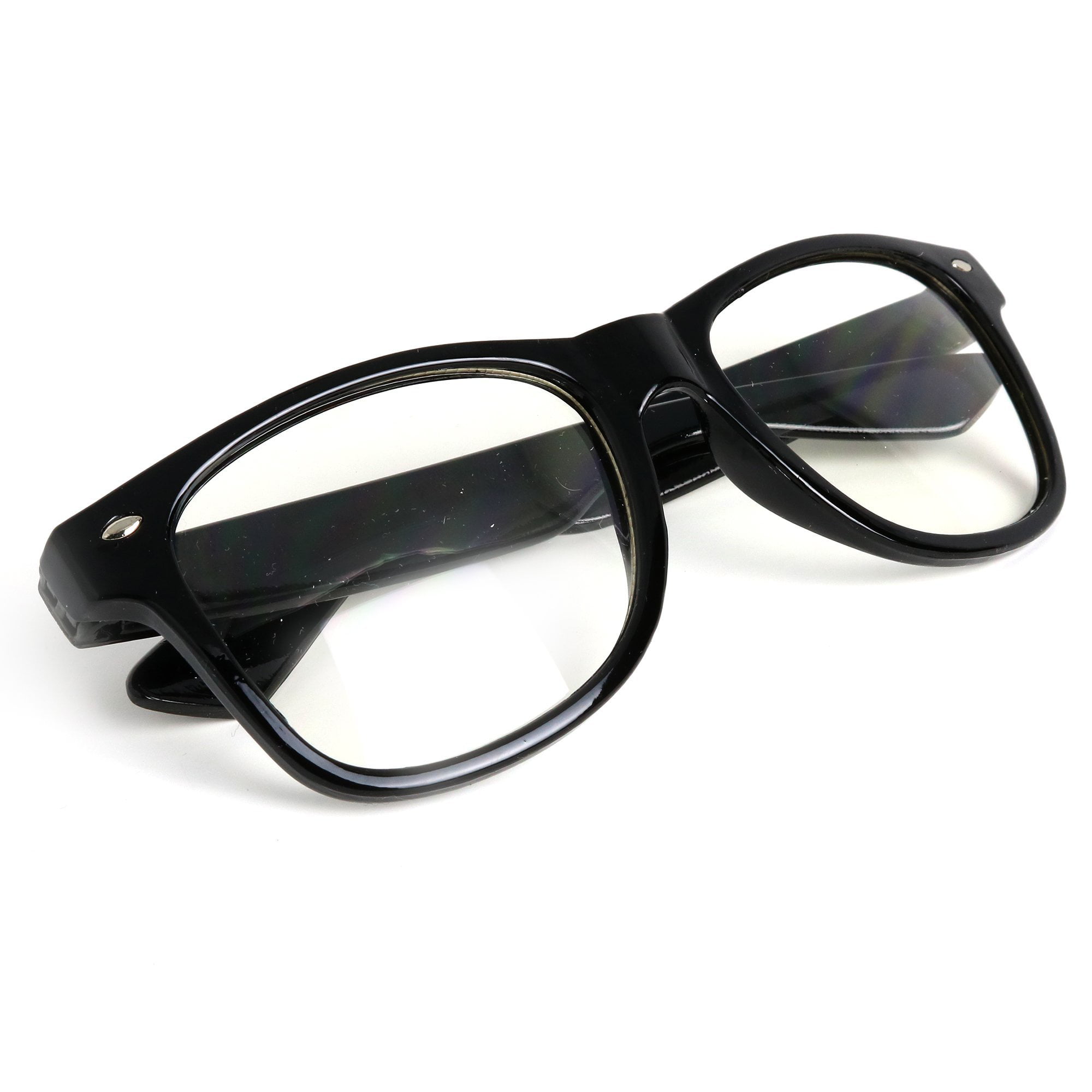 Skeleteen Retro Nerd Glasses - Oversized Black Hipster Eyeglasses with Clear  Lenses - 1 Pair 