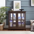 thumbnail image 4 of LED Accent Curio Cabinet with 7 Color Lights for Collectibles, 32" H Storage Cabinet with Tempered Glass Doors, Sideboard Buffet Case with Smartphone-Controlled Lights (Cherry), 4 of 9