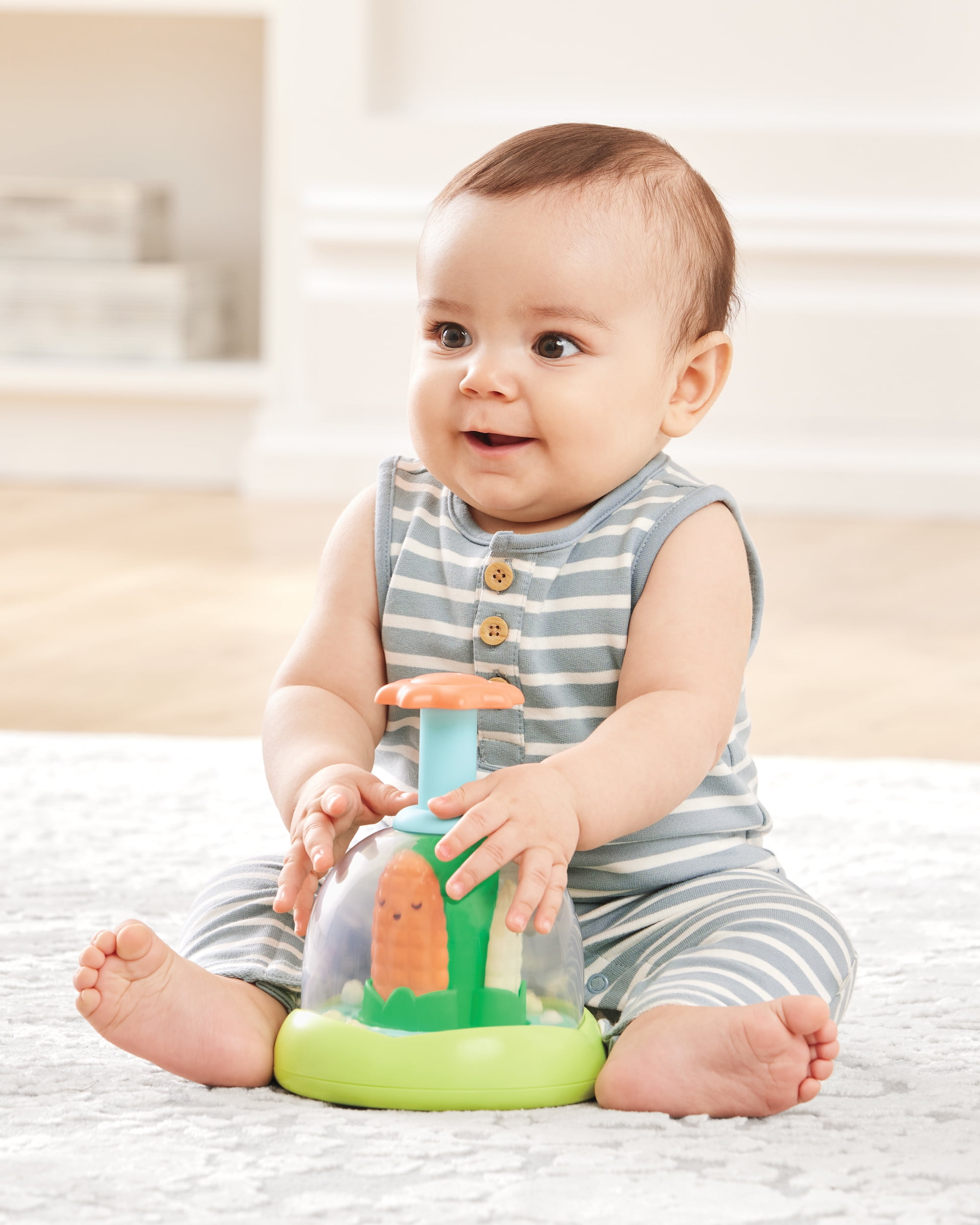 Skip Hop Farmstand Push & Spin Baby Toy, Corn