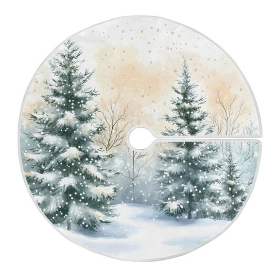 Ryvnso Christmas Tree Skirt Watercolor Winter Tree Xmas Tree Skirts Ornament Home Decorations 35.4"