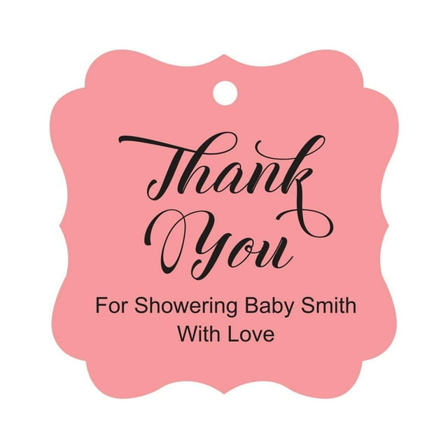 Darling Souvenir Baby Shower Thank you Favor Tags Custom Hang Gift Tags-Peach & Pink-50 Tags