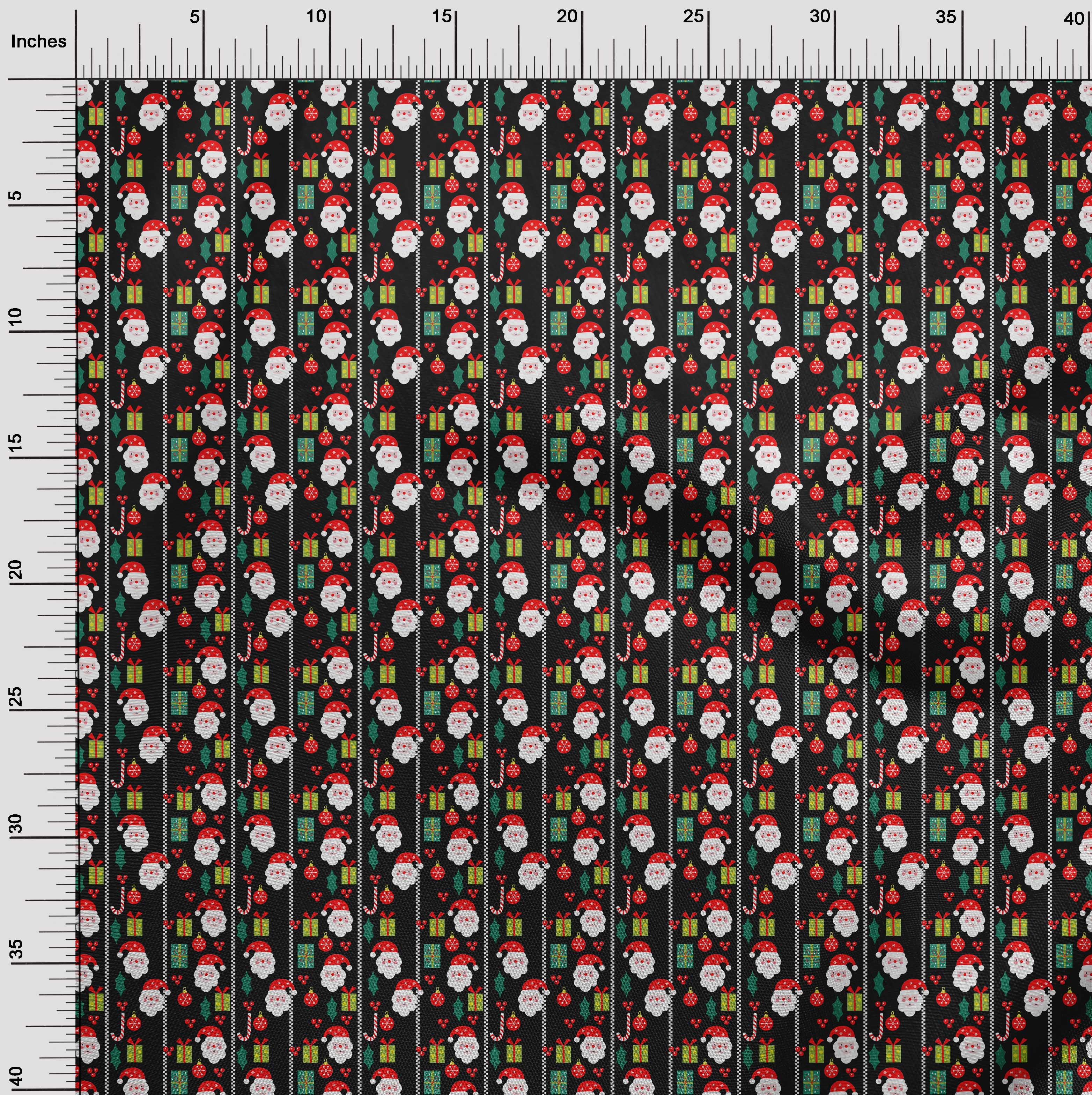 oneOone Polyester Spandex Black Fabric Merry Christmas Fabric For Sewing Printed Craft Fabric By The Yard 56 Inch Wide-KKP