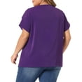 thumbnail image 3 of NOMADIC NOOK Women's Plus Size Work Pleated Short Sleeve Round Neck Tulip Sleeves Blouses, 3 of 5