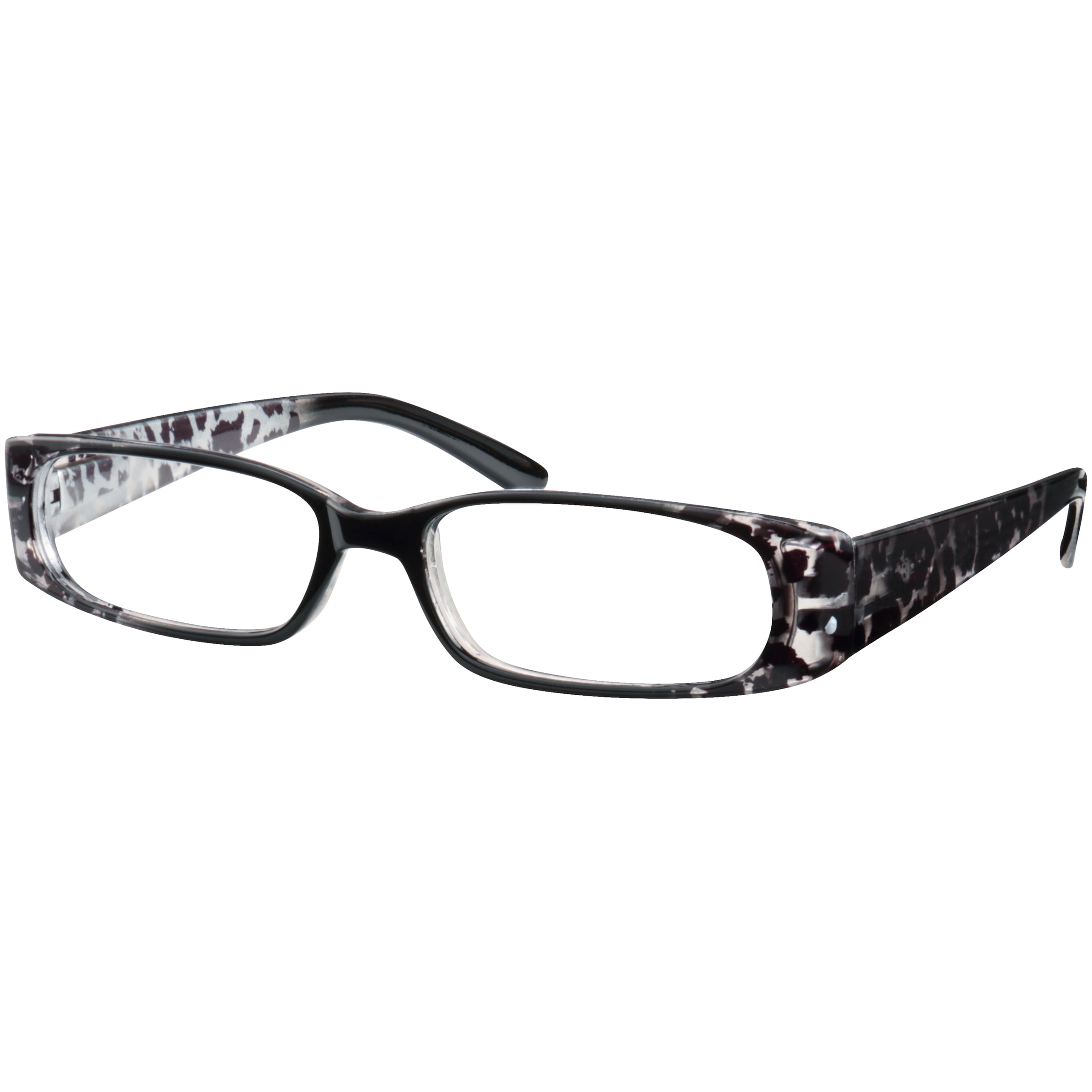Equate Women's Poppy Rectangle Reading Glasses with Case, Snow Leopard, +2.50