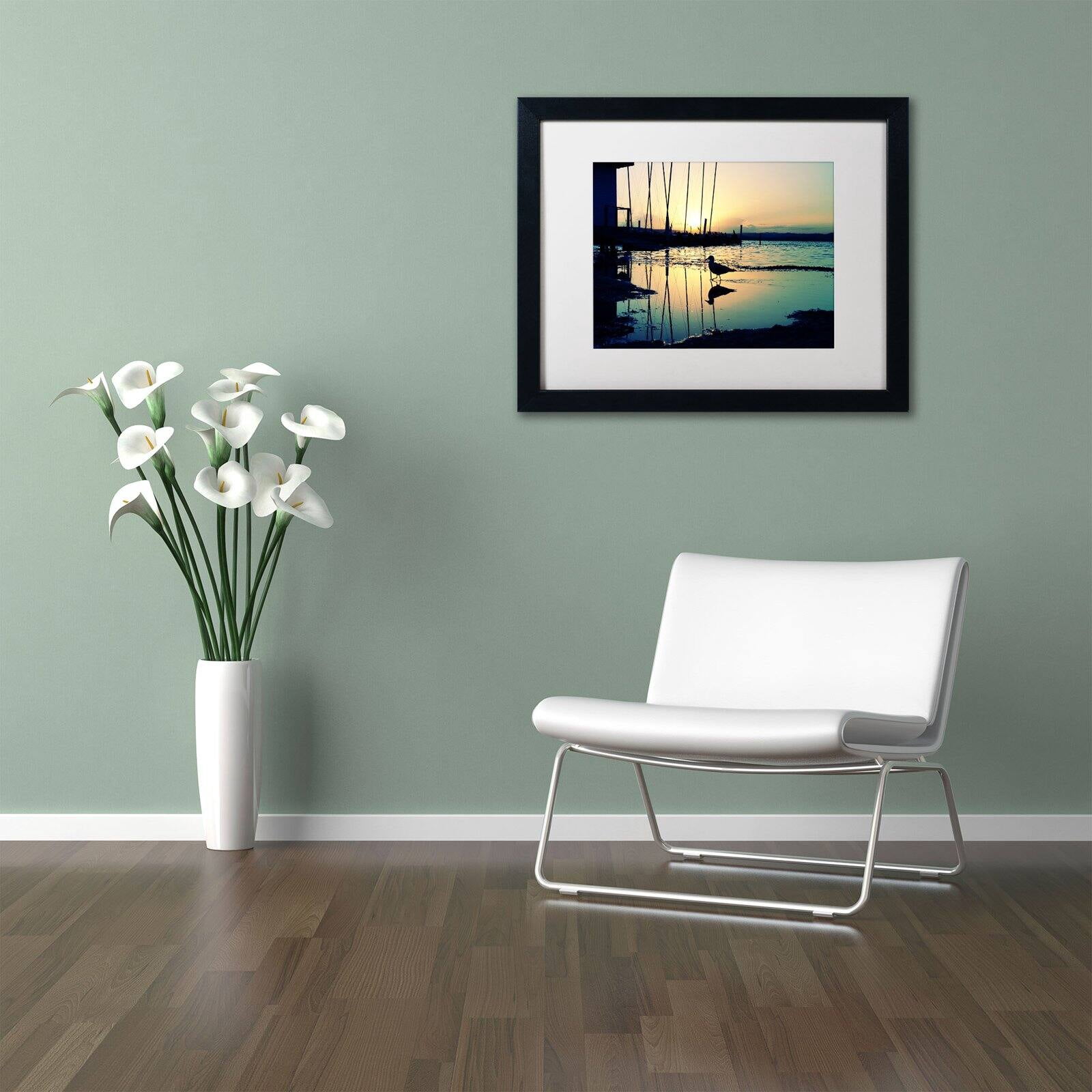 Trademark Fine Art "Lonely at Sunset" Canvas Art by Beata Czyzowska Young, White Matte, Black Frame