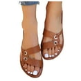 thumbnail image 2 of Cathalem Sandal Women Adult Female Earth Spirit Sandals for Women and Solid Color New Pattern Summer Style Set Toe Flat Bottoms Womens Fisherman Sandals Brown 6.5, 2 of 8