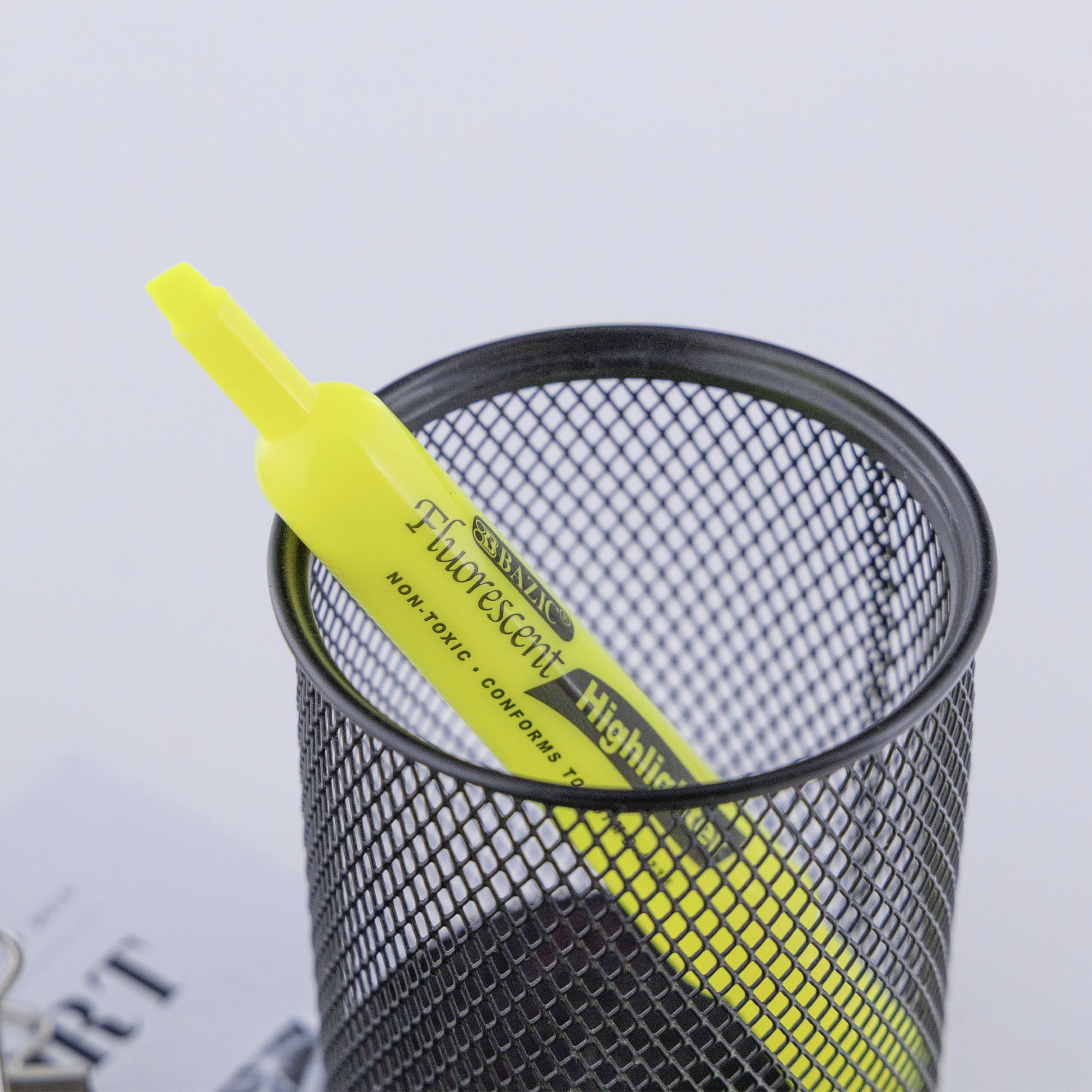 BAZIC Yellow Highlighter Desk Style Chisel Tip Marker (3/Pack), 24-Packs