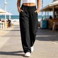 thumbnail image 2 of Cargo Pants For Women Baggy Casual Daily Solid Color Sports Cargo Pants Drawstring Y2K Drawstring Trousers Wide Leg Pants With Side Pockets, 2 of 9