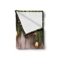thumbnail image 2 of Christmas Soft Flannel Fleece Blanket, Xmas Ornaments over Wooden Rustic Board Backdrop with Stars Goodwill Print, Cozy Plush for Indoor and Outdoor Use, 60" x 80", Brown Green Red, by Ambesonne, 2 of 6
