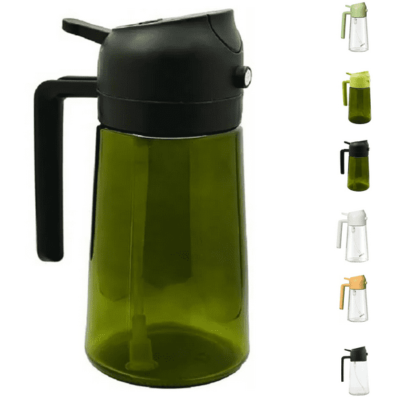 SIBEBED 2 in 1 Olive Oil Sprayer for Cooking, 16oz Oil Spray Bottle, Oil Dispenser for Air Fryer, Salad, Frying, BBQ (Black1)