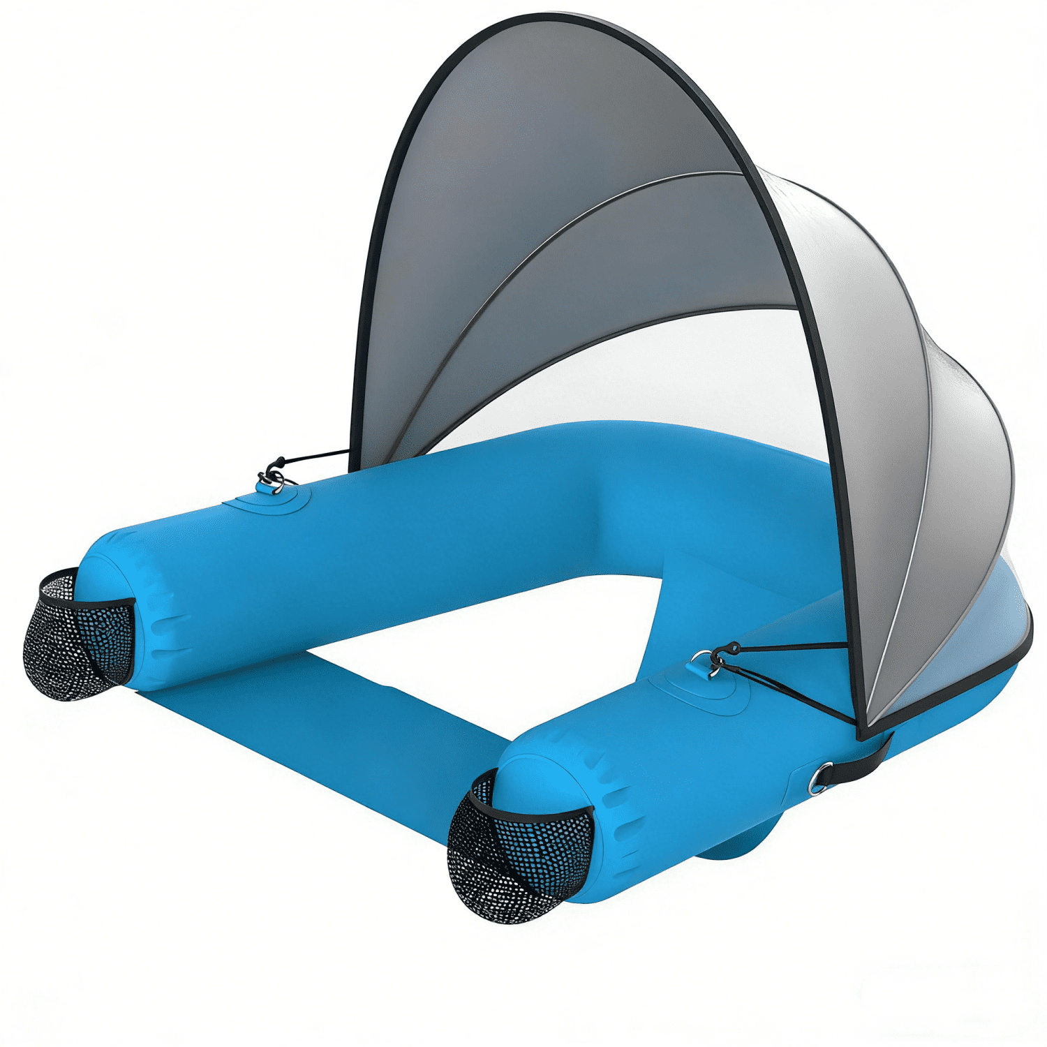 Pipopa Adult Inflatable Pool Floats&nbsp;with UPF50+ & Rain Canopy,2 Large Drink Holders,Inflatable Lounger Float for Swimming Pool,Beach,Party,Blue
