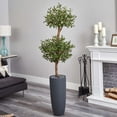 thumbnail image 2 of Nearly Natural 6’ Olive Double Artificial Tree in Gray Cylinder Planter, 2 of 3