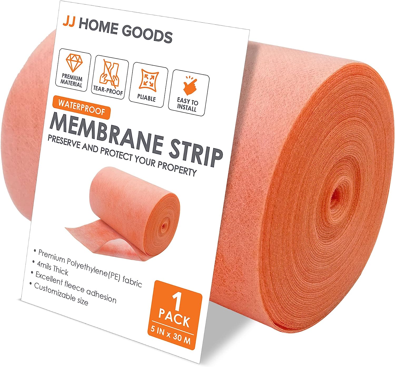 Waterproofing Membrane Strip (1 Roll) 5" x 98.5ft Waterproof Membrane for Shower, 4mils Thick