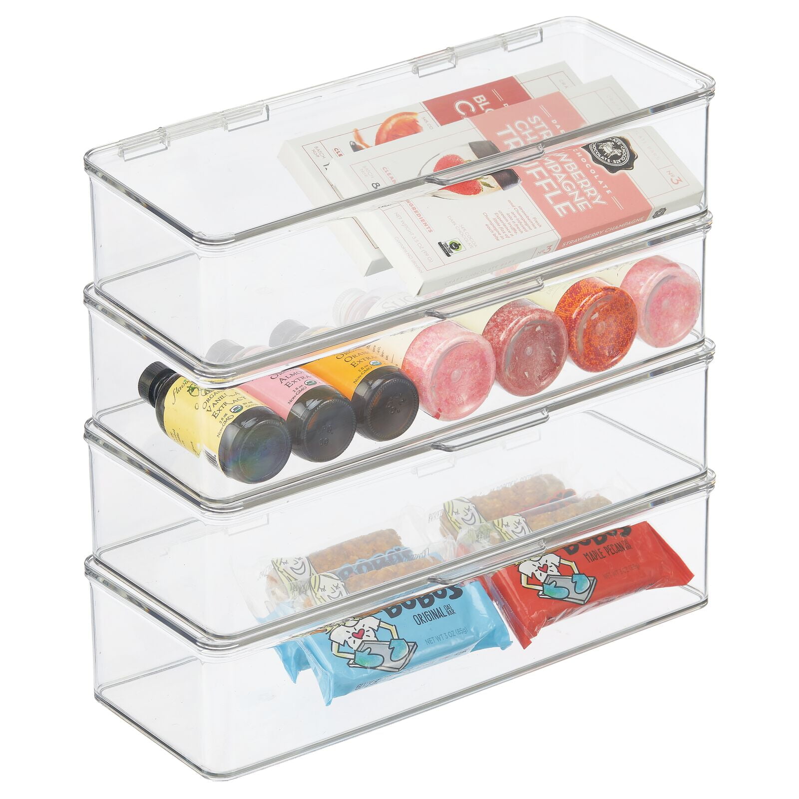 mDesign Long Plastic Kitchen Pantry/Fridge Storage Organizer Box