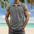 thumbnail image 2 of Bainana Washed Collar Tank Tops For Mens Regular Fit Sleeveless Button Up Muscle Shirts Summer Running Beach Gentleman Vest Grey Size Xxxxl, 2 of 4