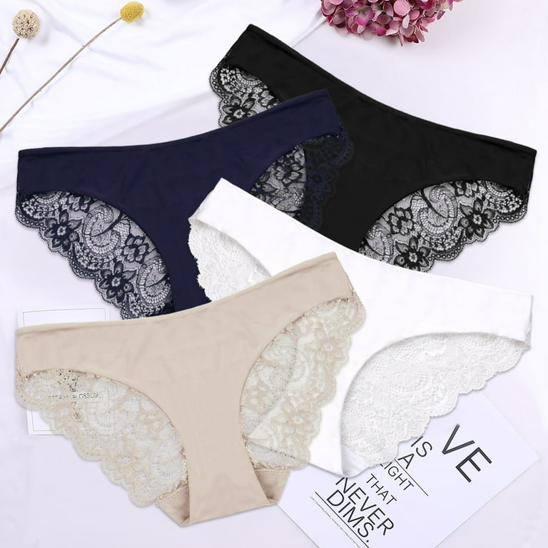 BeautyIn Womens Underwear Invisible Seamless Bikini Lace Coverage Panties  Pack of 4 