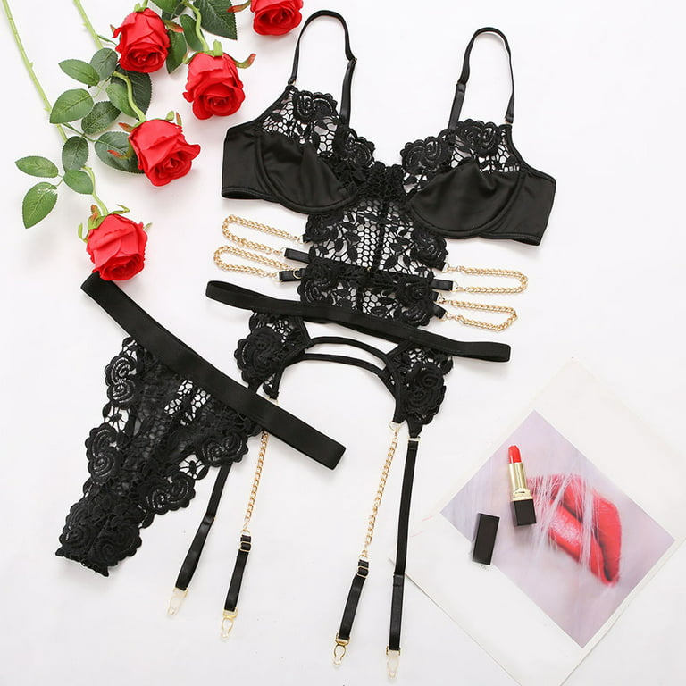 JDEFEG Lace Living Room Curtains with Set Plus Women Bralette Bra Lingerie  Underwear Floral Size Piece Lace Corset Two Anime Boxers Polyester Black