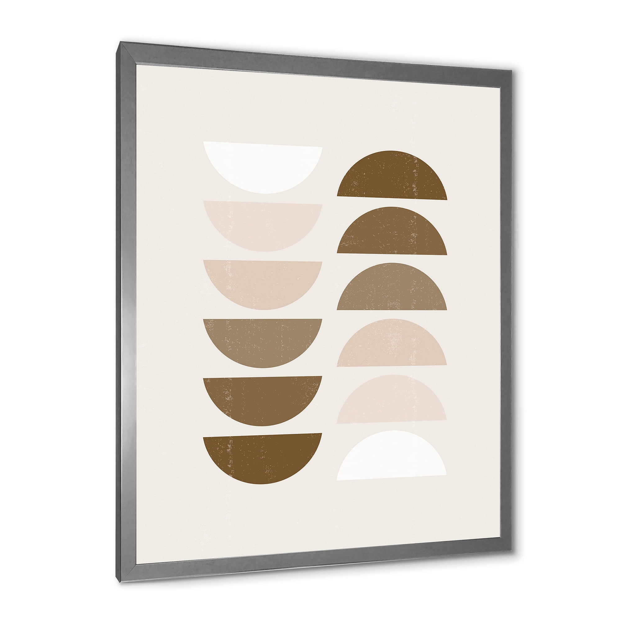 Designart 'Abstract Moon and Sun Geometrics In Terracotta II' Modern Framed Art Print