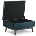 thumbnail image 6 of Owen 34 inch Wide Mid-Century Modern Coffee Table Storage Ottoman in Distressed Dark Blue Vegan Leather, 6 of 13