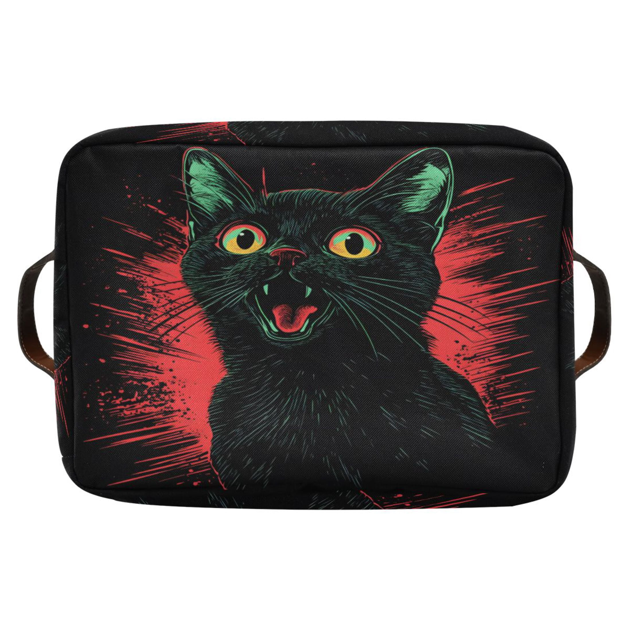 Ryvnso A Black Cat Storage Basket Large Bin Foldable Boxes Toys Organizer 14.2x10.2x8.3in 2 PCs