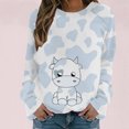 thumbnail image 2 of Pompotops Chemises pour Femmes Col Rond Imprimé Manches Longues Hauts Imprimés Blouse Régulière Liquidation, 2 of 5