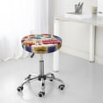 thumbnail image 7 of Round Bar Stool Seat Covers, London Symbols Elastic Round Chair Cover Stool Seat Slipcover Bar Stool Cushions Round Pad for 12-14 inch, 7 of 7