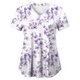 thumbnail image 4 of GEWSEY Scrub Tops for Women Short Sleeve Vneck Stretch Holiday Scrub Shirt Cute Animal Print Nursing Workwear with 2 Pockets (Light Purple, S), 4 of 5