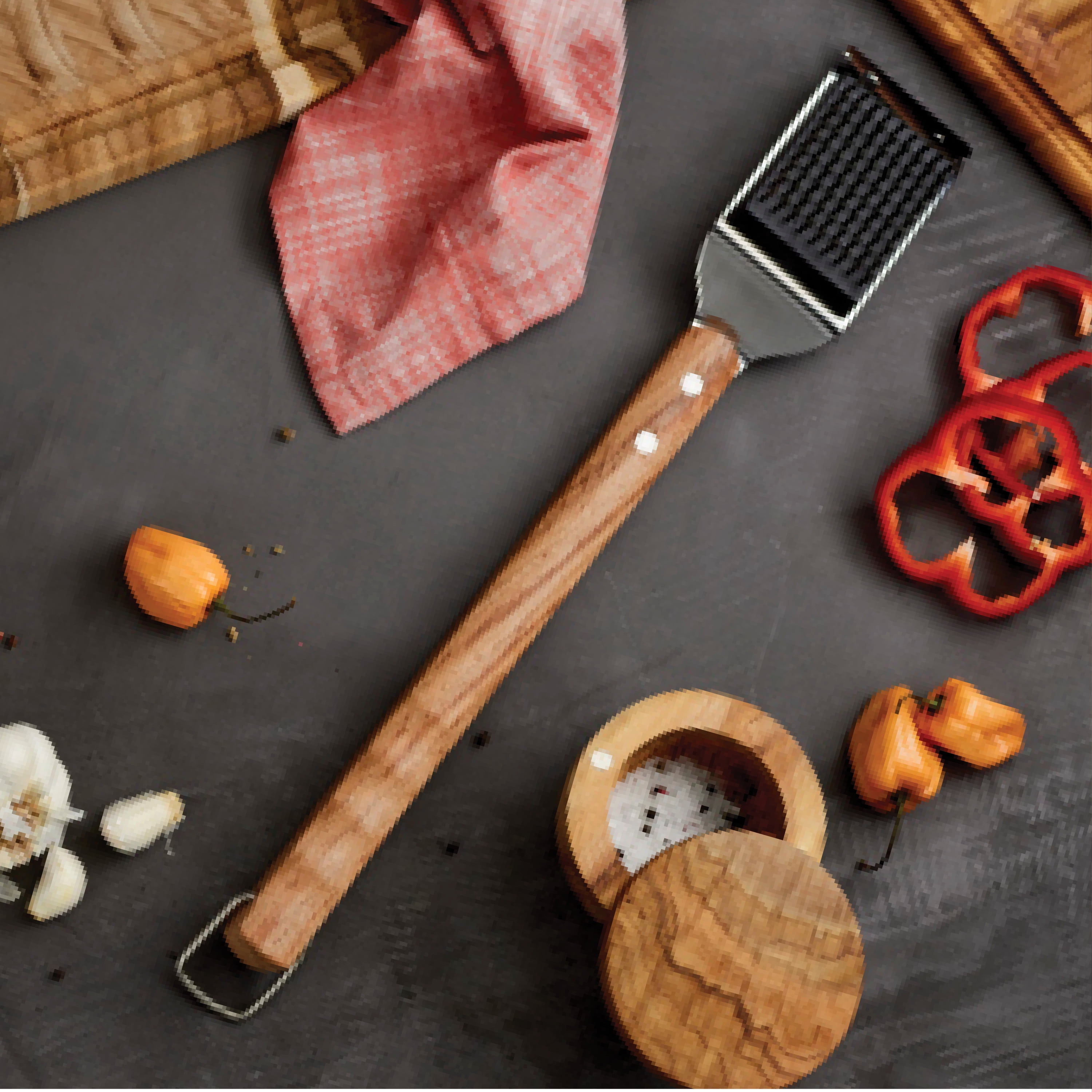 Tramontina Churrasco BBQ 3-Piece Stainless Steel BBQ Tool Set with Wood Handles, Includes Spatula, Tongs & Grill Brush