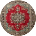 thumbnail image 1 of Ahgly Tapis d'Intérieur Rond Traditionnel Safran Rouge Médaillon, 3 Pieds Rond, 1 of 6