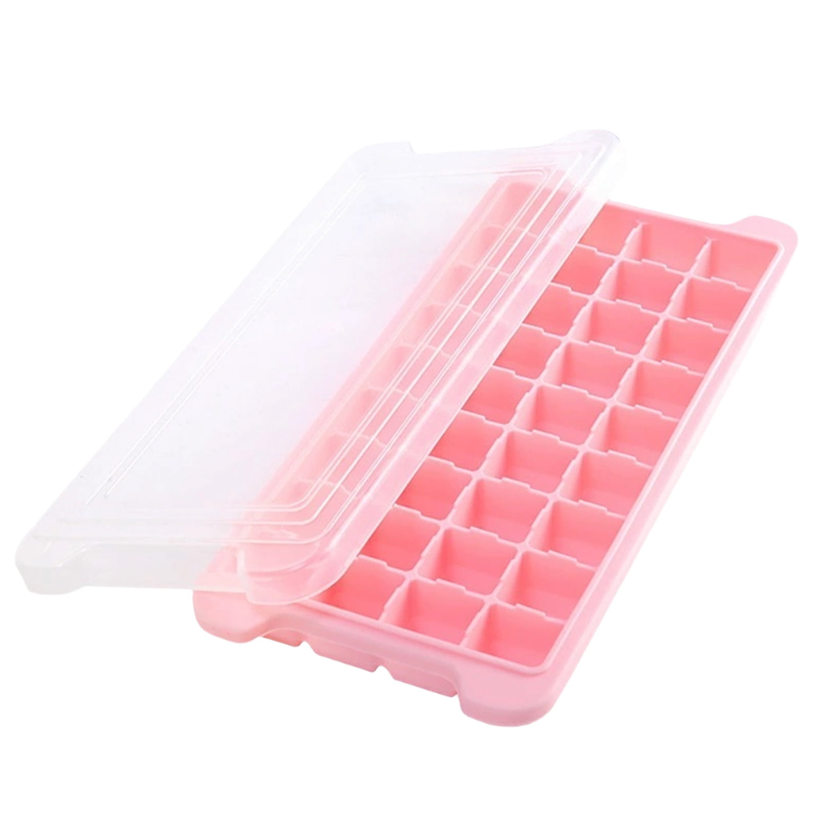 Ice Trays for Freezer with Lid Bin, Ice Cube Tray Making Ice Cubes, Easy Press to Release Ice, Ice Tray with Storage Bin Chilling Coffee, Stackable with Easy Bottom