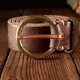 thumbnail image 4 of Handmade, retro first layer cowhide, men's belt, casual jeans belt, genuine leather, pure copper, pin buckle, men's model, personalized belt., 4 of 5