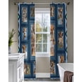 thumbnail image 4 of Cute Giraffe Sheer Curtains 84 Inch Length 2 Panels Set for Living Room/Bedroom, Wildlife Animals Blue Ethnic Geometric Kitchen Curtains Grommet Semi-Sheer Curtains Drapes Window Treatments 42"x84"x2, 4 of 7