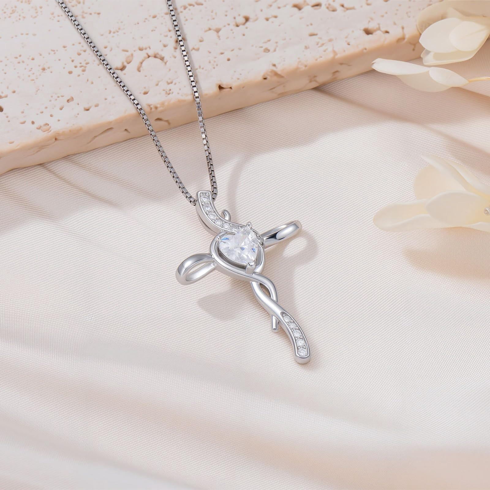 Coachuhhar Infinity Cross Necklace for Women 925 Sterling Silver Religious Cross Pendant Necklaces Faith Jewelry Christmas Gifts for Mom Wife Her Birthday