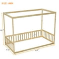 thumbnail image 7 of Miniyam Wood Twin Size Canopy Floor Bed with Guardrails for Kids and Teens, Natural, 7 of 7